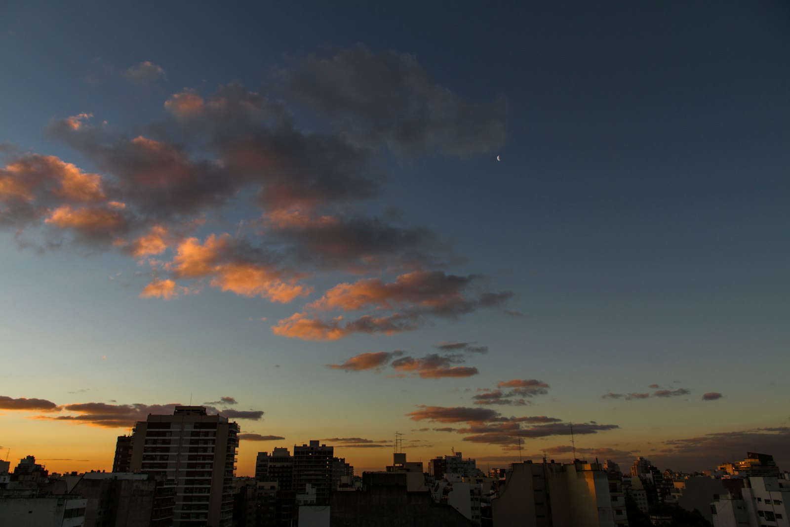 Buenos Aires high-rise residential buildings at sunset